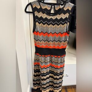 Missoni Black and Orange Chevron Midi Dress